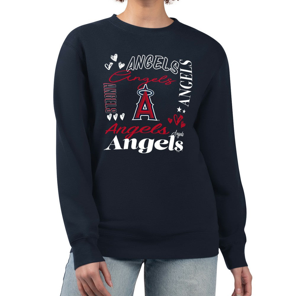 Navy Los Angeles Angels G-III 4Her by Carl Banks Women's Collage Team Graphic Fleece Pullover Hoodie