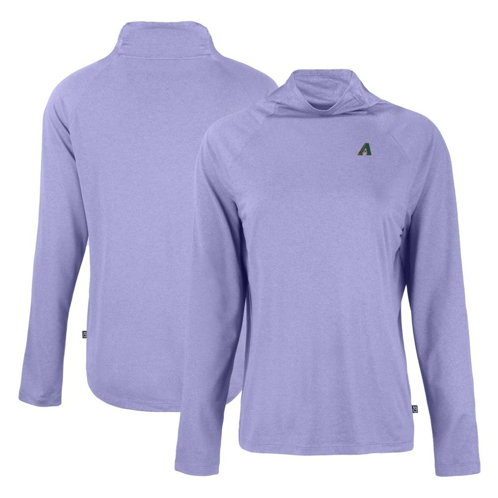 Purple Arizona Diamondbacks Cutter & Buck Women's Cooperstown Collection Coastline Epic Comfort Eco Recycled Funnel Neck Raglan Pullover Top