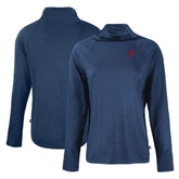 Navy Philadelphia Phillies Cutter & Buck Women's Coastline Epic Comfort Eco Recycled Funnel Neck Raglan Pullover Top
