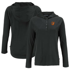 Black Baltimore Orioles Cutter & Buck Women's Coastline Epic Comfort Eco Recycled Hoodie Raglan Long Sleeve T-Shirt