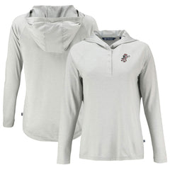 Gray Cincinnati Reds Cutter & Buck Women's Cooperstown Collection Coastline Epic Comfort Eco Recycled Hoodie Raglan Long Sleeve T-Shirt