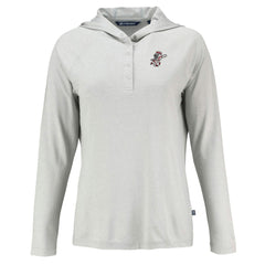 Gray Cincinnati Reds Cutter & Buck Women's Cooperstown Collection Coastline Epic Comfort Eco Recycled Hoodie Raglan Long Sleeve T-Shirt