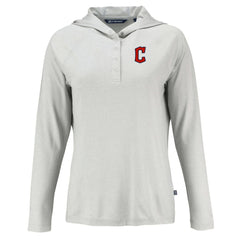 Gray Cleveland Guardians Cutter & Buck Women's Coastline Epic Comfort Eco Recycled Hoodie Raglan Long Sleeve T-Shirt