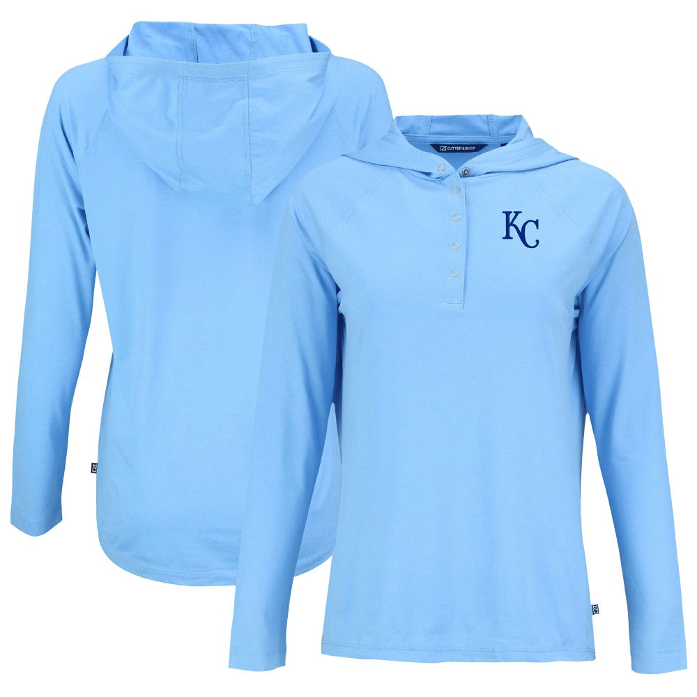 Powder Blue Kansas City Royals Cutter & Buck Women's Coastline Epic Comfort Eco Recycled Hoodie Raglan Long Sleeve T-Shirt