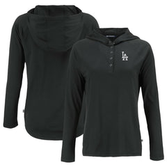 Black Los Angeles Dodgers Cutter & Buck Women's Coastline Epic Comfort Eco Recycled Hoodie Raglan Long Sleeve T-Shirt