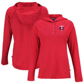 Red Minnesota Twins Cutter & Buck Women's Coastline Epic Comfort Eco Recycled Hoodie Raglan Long Sleeve T-Shirt