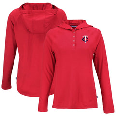 Red Minnesota Twins Cutter & Buck Women's Coastline Epic Comfort Eco Recycled Hoodie Raglan Long Sleeve T-Shirt