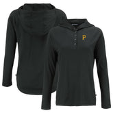 Black Pittsburgh Pirates Cutter & Buck Women's Coastline Epic Comfort Eco Recycled Hoodie Raglan Long Sleeve T-Shirt