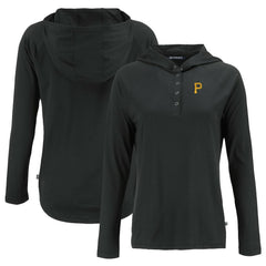 Black Pittsburgh Pirates Cutter & Buck Women's Coastline Epic Comfort Eco Recycled Hoodie Raglan Long Sleeve T-Shirt