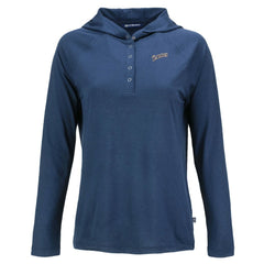 Navy San Diego Padres Cutter & Buck Women's Cooperstown Collection Coastline Epic Comfort Eco Recycled Hoodie Raglan Long Sleeve T-Shirt