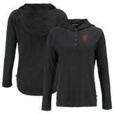 Black San Francisco Giants Cutter & Buck Women's Coastline Epic Comfort Eco Recycled Hoodie Raglan Long Sleeve T-Shirt