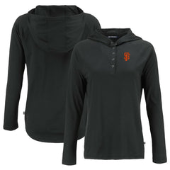Black San Francisco Giants Cutter & Buck Women's Coastline Epic Comfort Eco Recycled Hoodie Raglan Long Sleeve T-Shirt