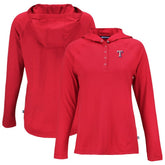 Red Texas Rangers Cutter & Buck Women's Coastline Epic Comfort Eco Recycled Hoodie Raglan Long Sleeve T-Shirt