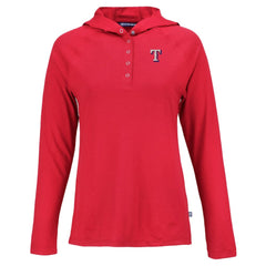 Red Texas Rangers Cutter & Buck Women's Coastline Epic Comfort Eco Recycled Hoodie Raglan Long Sleeve T-Shirt