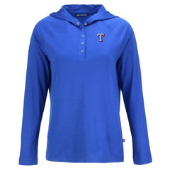 Royal Texas Rangers Cutter & Buck Women's Coastline Epic Comfort Eco Recycled Hoodie Raglan Long Sleeve T-Shirt