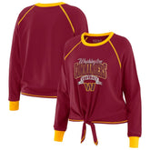 WEAR by Erin Andrews Women's Tie-Front Long Sleeve Top - Washington Commanders Tops