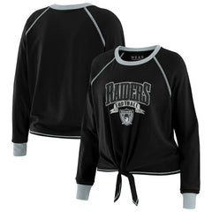 WEAR by Erin Andrews Women's Tie-Front Long Sleeve Top - Las Vegas Raiders Tops