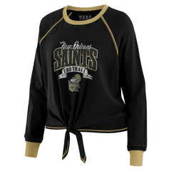 WEAR by Erin Andrews Women's Tie-Front Long Sleeve Top - New Orleans Saints Tops