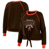 WEAR by Erin Andrews Women's Tie-Front Long Sleeve Top - Cleveland Browns Tops
