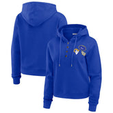 WEAR by Erin Andrews Women's Waffle Hoodie Pullover Top - Los Angeles Rams Hoodies