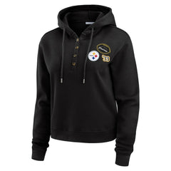 WEAR by Erin Andrews Women's Waffle Hoodie Pullover Top - Pittsburgh Steelers Hoodies