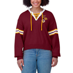 WEAR by Erin Andrews Women's Lace-Up Pullover Sweatshirt - Washington Commanders Pullover