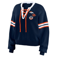 WEAR by Erin Andrews Women's Lace-Up Pullover Sweatshirt - Denver Broncos Pullover