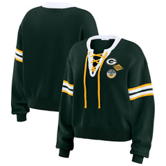 WEAR by Erin Andrews Women's Lace-Up Pullover Sweatshirt - Green Bay Packers Pullover