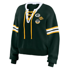 WEAR by Erin Andrews Women's Lace-Up Pullover Sweatshirt - Green Bay Packers Pullover