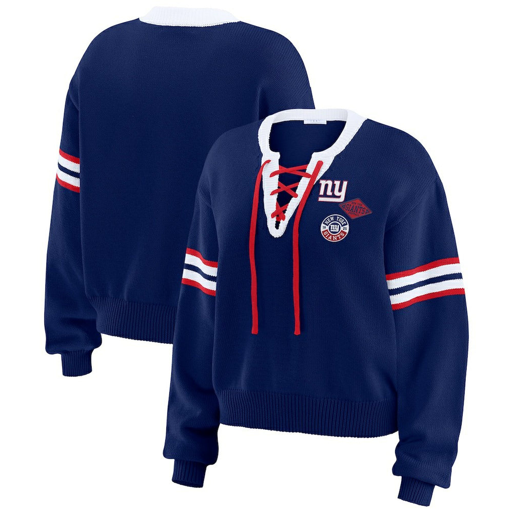 WEAR by Erin Andrews Women's Lace-Up Pullover Sweatshirt - New York Giants Pullover