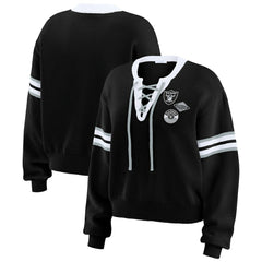 WEAR by Erin Andrews Women's Lace-Up Pullover Sweatshirt - Las Vegas Raiders Pullover