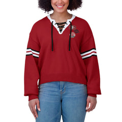 WEAR by Erin Andrews Women's Lace-Up Pullover Sweatshirt - San Francisco 49ers Pullover