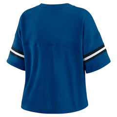 WEAR by Erin Andrews Women's Color Block Boxy Modest Crop V-Neck T-Shirt - Indianapolis Colts T-shirts