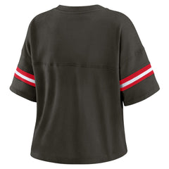WEAR by Erin Andrews Women's Color Block Boxy Modest Crop V-Neck T-Shirt - Tampa Bay Buccaneers T-shirts