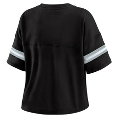 WEAR by Erin Andrews Women's Color Block Boxy Modest Crop V-Neck T-Shirt - Las Vegas Raiders T-shirts