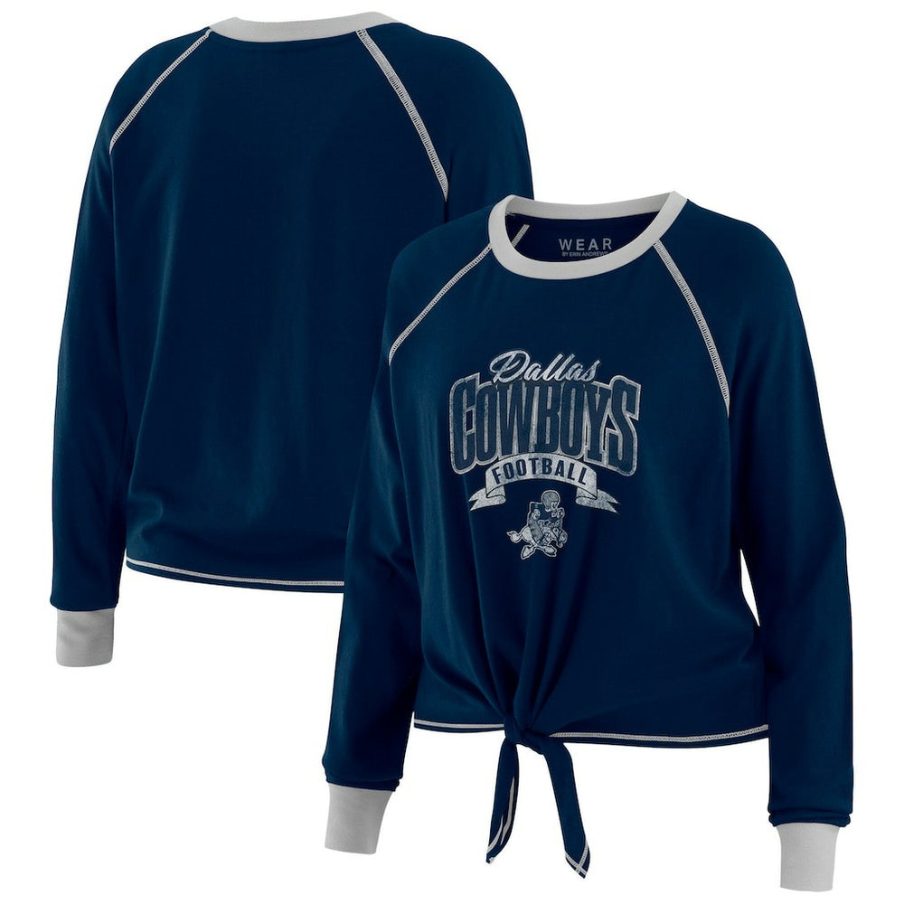 WEAR by Erin Andrews Women's Tie-Front Long Sleeve Top - Dallas Cowboys Tops