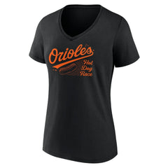 Black Baltimore Orioles Fanatics Women's Hot Dog Race V-Neck T-Shirt