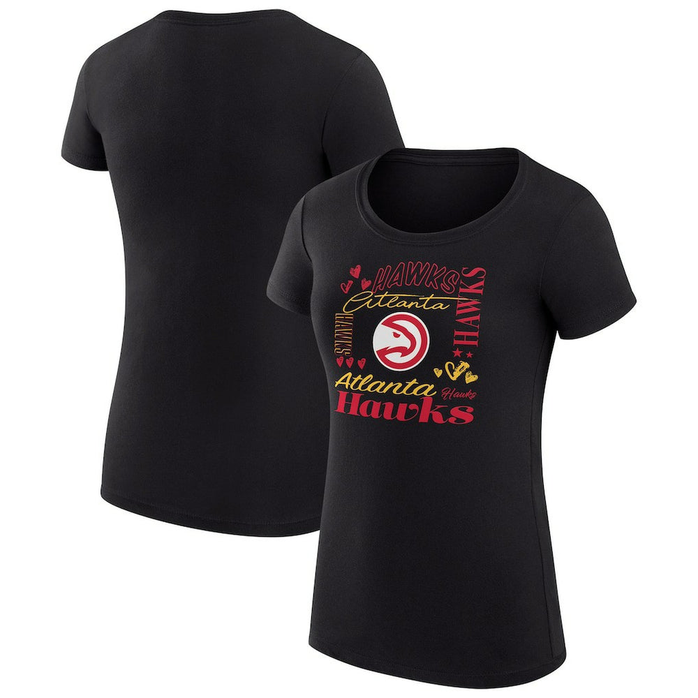 Atlanta Hawks G-III 4Her by Carl Banks Women's Super-Slim Fit Lightweight Team Name Collage Graphic T-Shirt