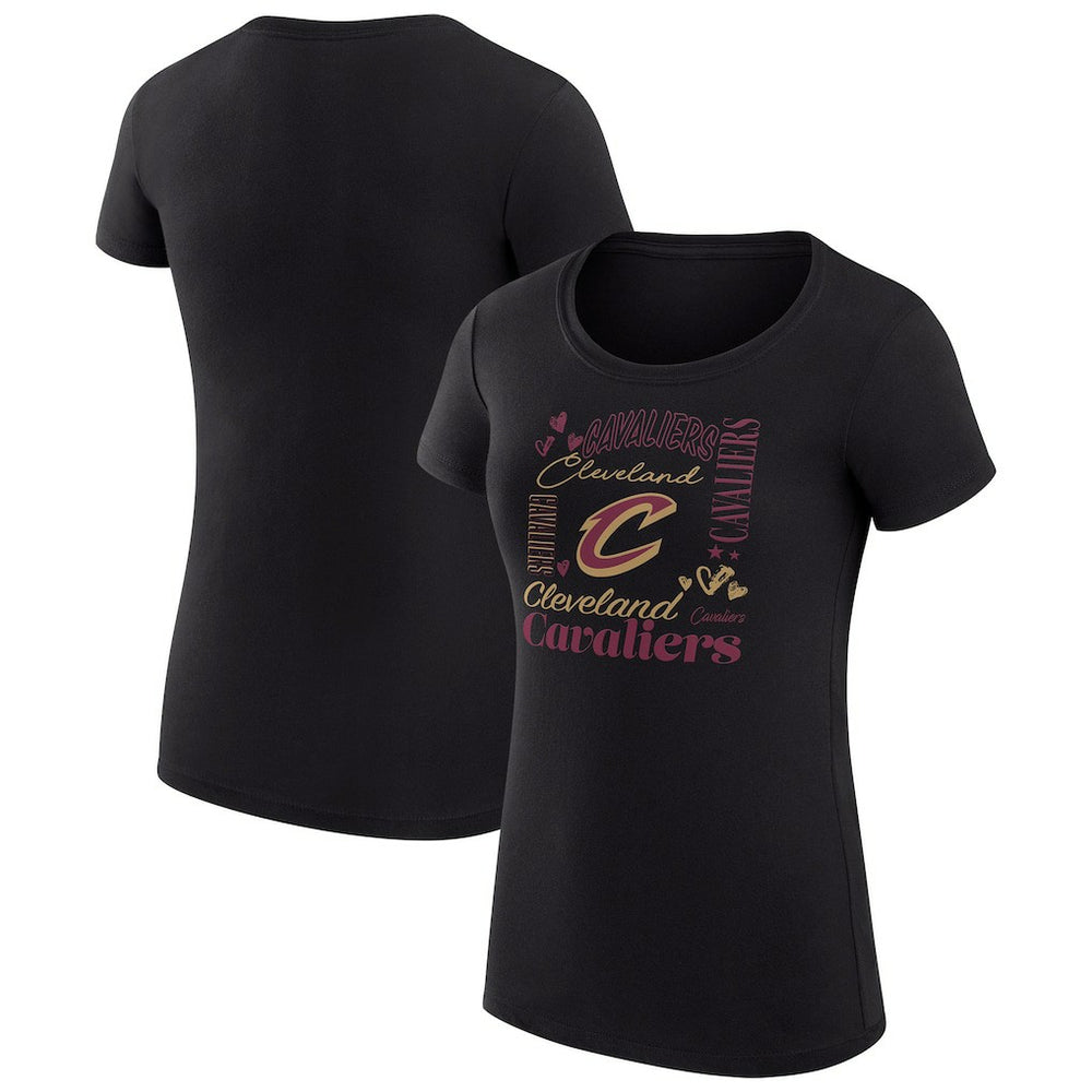 Cleveland Cavaliers G-III 4Her by Carl Banks Women's Super-Slim Fit Lightweight Team Name Collage Graphic T-Shirt sale