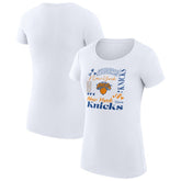 New York Knicks G-III 4Her by Carl Banks Women's Super-Slim Fit Lightweight Team Name Collage Graphic T-Shirt