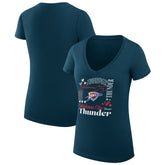 Oklahoma City Thunder G-III 4Her by Carl Banks Women's Super-Slim Fit Lightweight Team Name Collage Graphic V-Neck T-Shirt