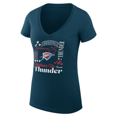 Oklahoma City Thunder G-III 4Her by Carl Banks Women's Super-Slim Fit Lightweight Team Name Collage Graphic V-Neck T-Shirt