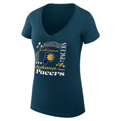 Indiana Pacers G-III 4Her by Carl Banks Women's Super-Slim Fit Lightweight Team Name Collage Graphic V-Neck T-Shirt