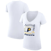 Indiana Pacers G-III 4Her by Carl Banks Women's Super-Slim Fit Lightweight Team Name Collage Graphic V-Neck T-Shirt