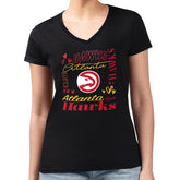 Atlanta Hawks G-III 4Her by Carl Banks Women's Super-Slim Fit Lightweight Team Name Collage Graphic V-Neck T-Shirt