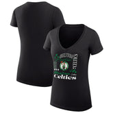 Boston Celtics G-III 4Her by Carl Banks Women's Super-Slim Fit Lightweight Team Name Collage Graphic V-Neck T-Shirt