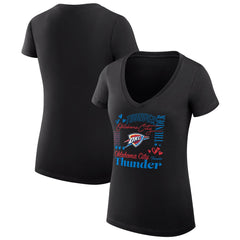 Oklahoma City Thunder G-III 4Her by Carl Banks Women's Super-Slim Fit Lightweight Team Name Collage Graphic V-Neck T-Shirt