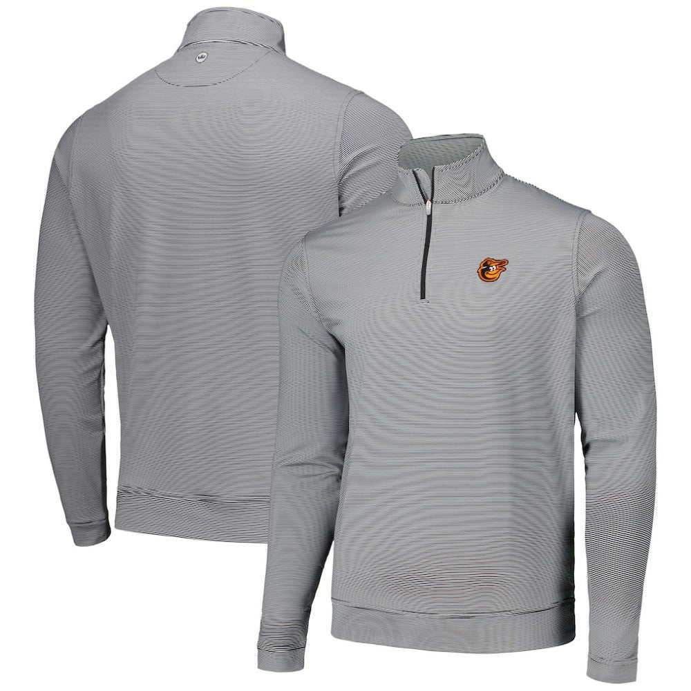 Black Baltimore Orioles Peter Millar Perth Sugar Stripe Performance Quarter-Zip Top