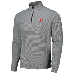 Black Cincinnati Reds Peter Millar Perth Sugar Stripe Performance Quarter-Zip Top