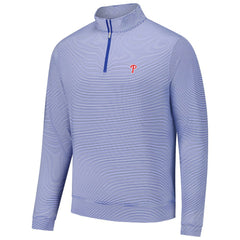 Royal Philadelphia Phillies Peter Millar Perth Sugar Stripe Performance Quarter-Zip Top